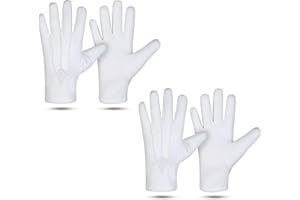 UzairUmair Masonic Regalia White Square & Compass Embroidered Gloves, 100% Cotton, Large, 2 Pair