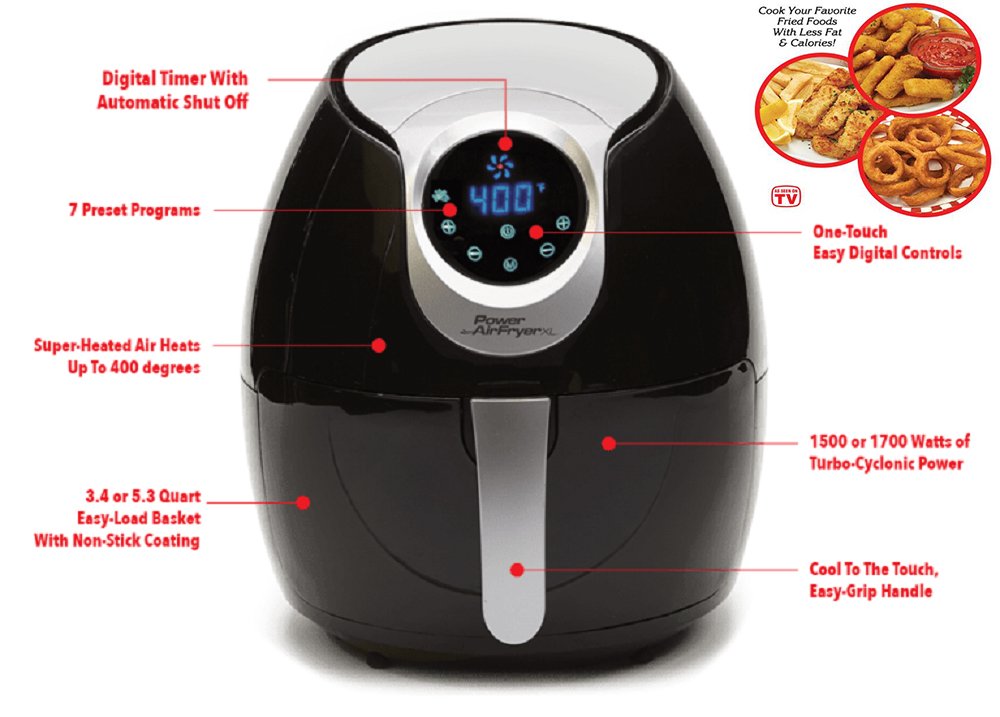 Power Air Fryer XL AF5305.3 5.3 QT Deluxe, Black eBay
