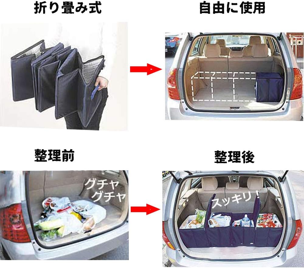 Amazon Welcom車用収納ボックス トランク 大容量 車載収納ケース 保冷保温 折り畳み式 防水耐摩耗 滑り止め 蓋つき 仕切リ付属 取っ手付き 整理箱後部座席 キャンプ アウトドア q 家庭用 小物整理 青 ポケット ケース カバー 車 バイク