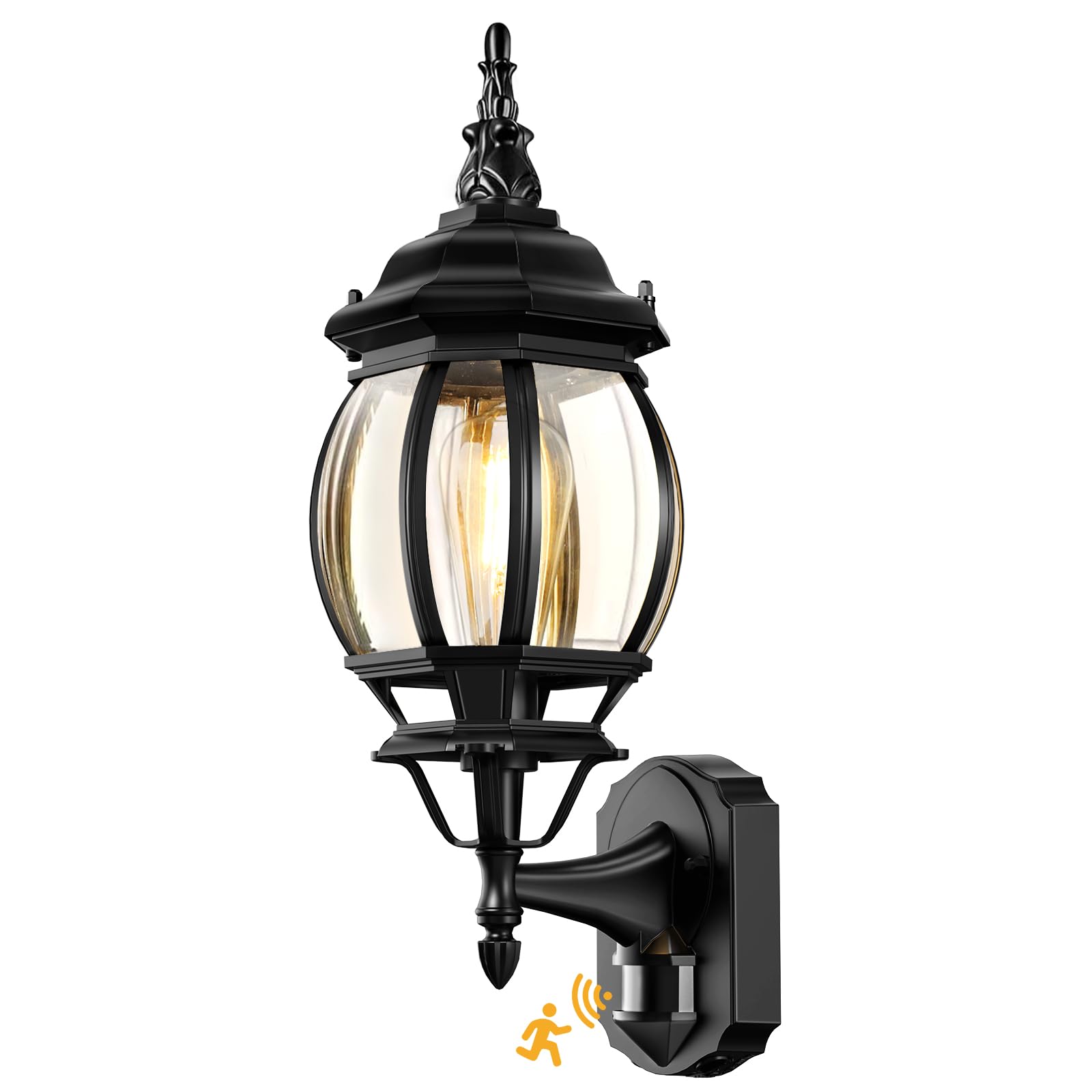 Photo 1 of Lamomo Motion Sensor Outdoor Wall Lights,Black Dusk to Dawn Exterior Porch Wall Mount,Large Outdoor Light Fixture for House, 100% Anti-Rust Aluminum Waterproof Sconce Light for Patio Garage
