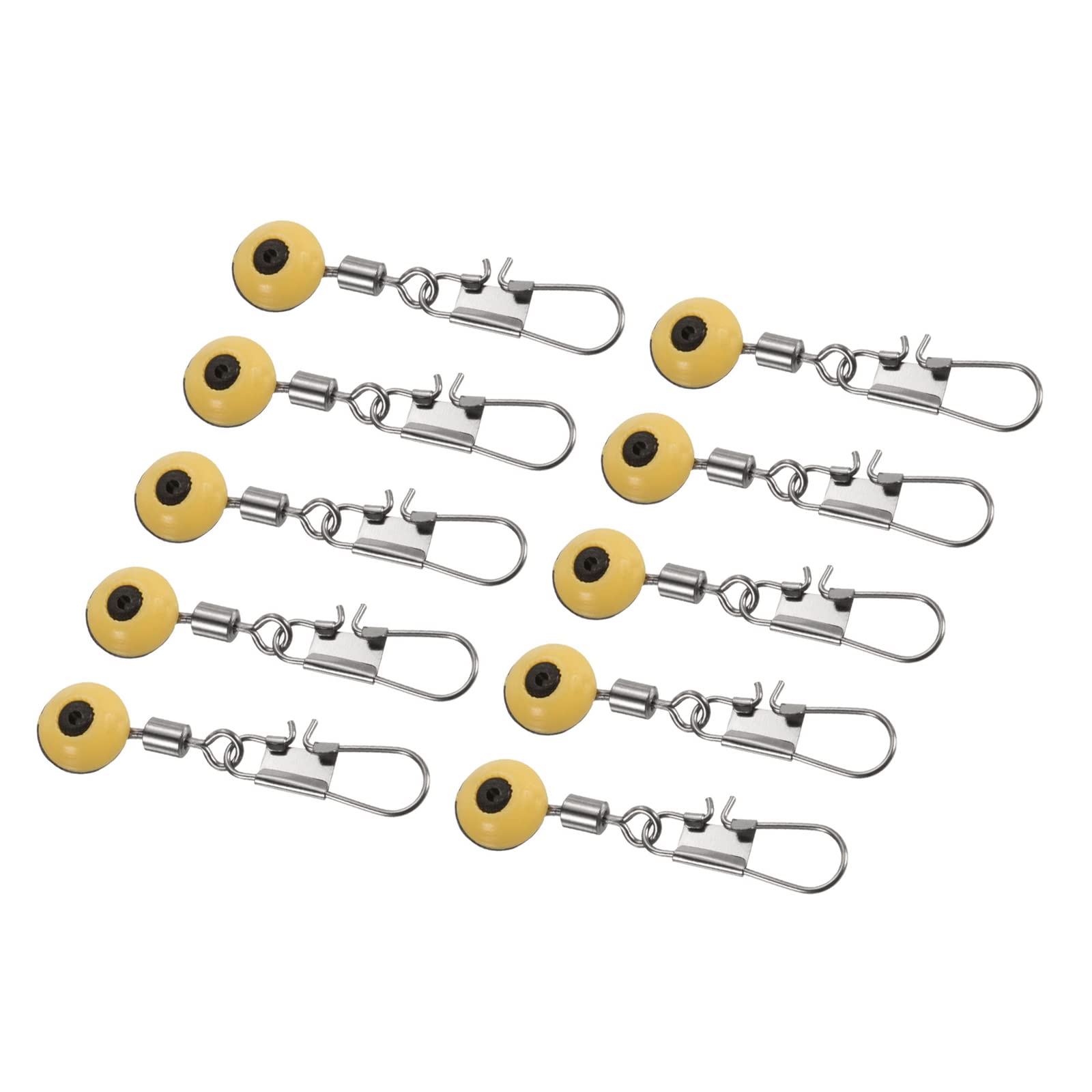 PATIKIL Fishing Line Sinker Slides 33LBS Load Capacity, 60 Pack Float Connector Rolling Swivels with Interlock Snaps for Fishing, Yellow