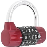 HoJLKLD 5 Letter Word Lock Combination Locks,Resettable Safety Padlock,Red | for School Gym Locker,Sports Locker,Fence,Toolbox,Case,Hasp Storage