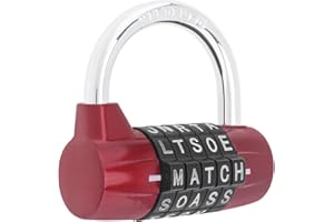 HOJLKLD Gym Locker Lock 5 Letter Word Lock Safety Padlock Combination Lock for School Gym Locker,Sports Locker,Fence,Toolbox,Case,Hasp Storage (1, Red)