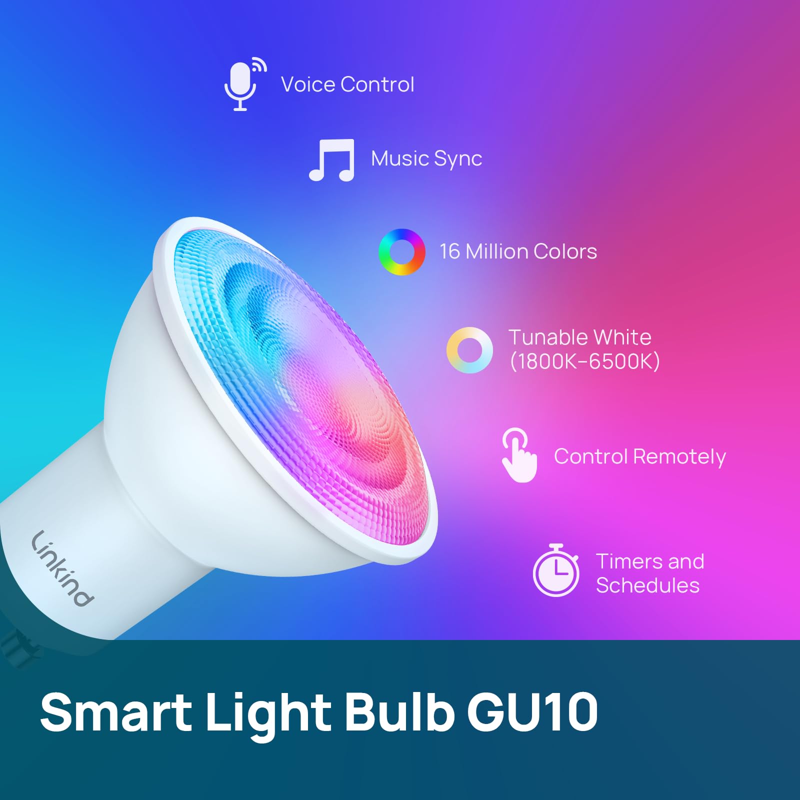 Condition photo showing New/Like New for linkind matter gu10 smart light bulbs, 40w 470lm color changing light bulbs, compatible with alexa/g