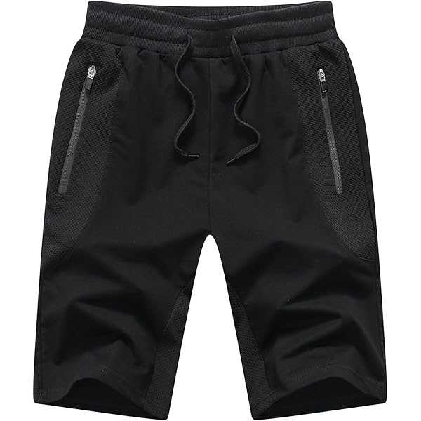 Cicilin Men's Sports Shorts - Summer Workout Joggers With Zip Pockets (White, Medium)