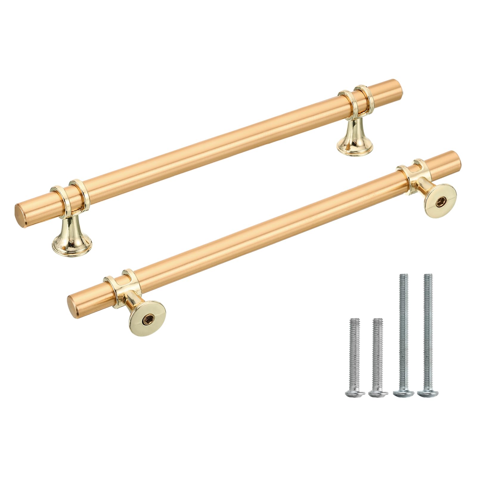 uxcell 5 Pack Gold Pulls, Kitchen Handles 8.5inch Length for Cupboard Handles Gold Dresser Pulls Drawer Handle, 6.3 Inch(160mm) Hole Center