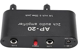 GOWENIC Dual Channel Sound Amplifier, 1/4 Inch 6.35mm Sound Preamplifier with Balanced Inputs Independent Adjustment Compatible with Sound Instruments, Amplifiers, Microphones