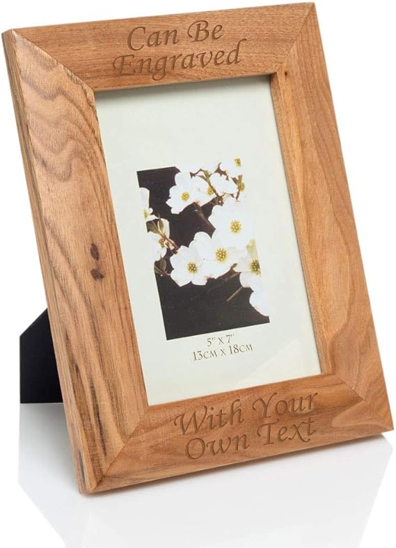 Personalised 5"x7" Oak Photo Frame Laser Engraved Enter Your Custom