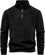 Eisctnd Pulôver masculino de lã com zíper e gola alta, gola alta, manga comprida, para caminhadas casuais ao ar livre