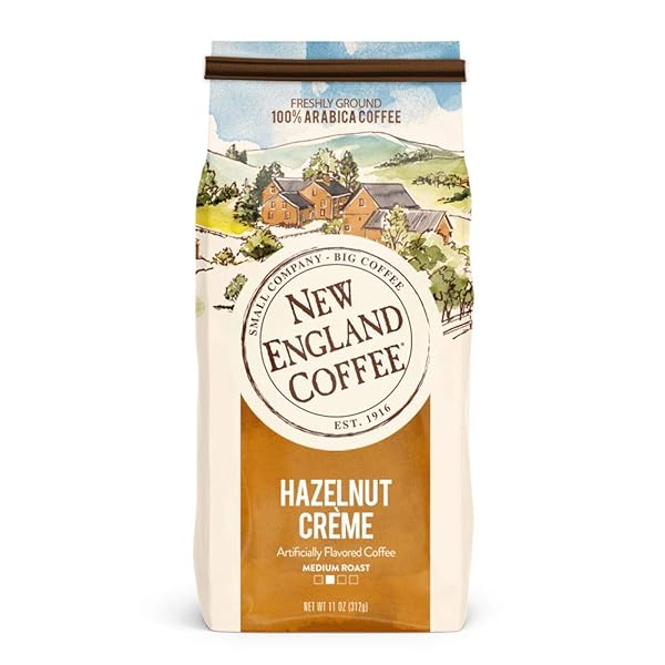 NEW ENGLAND COFFEE HAZELNUT CRÈME MEDIUM ROAST GROUND COFFEE, 11OZ BAG (PACK OF 1)