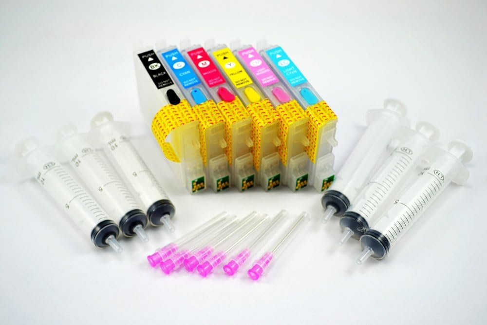 Inksky EMPTY Refillable Cartridges for Epson Cartridges T0481 T0482 T0483 T0484 T0485 T0486 6PCS FOR EPSON printer PHOTO RX500 RX600 R300 R300M R200 R220 R320 R340 RX620