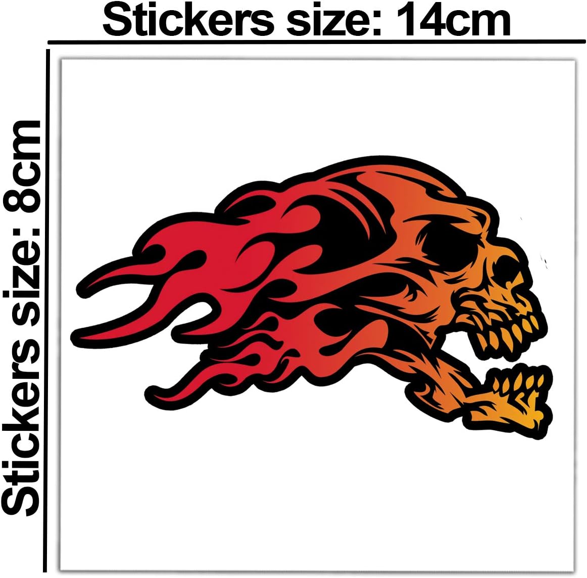 SkinoEu® 2 x Vinyl Self-Adhesive Stickers Flame Skull Laptop iPad Car Window Auto Moto Motorcycle Helmet Bike Skate Truck Racing Tuning B 139 - Image 3