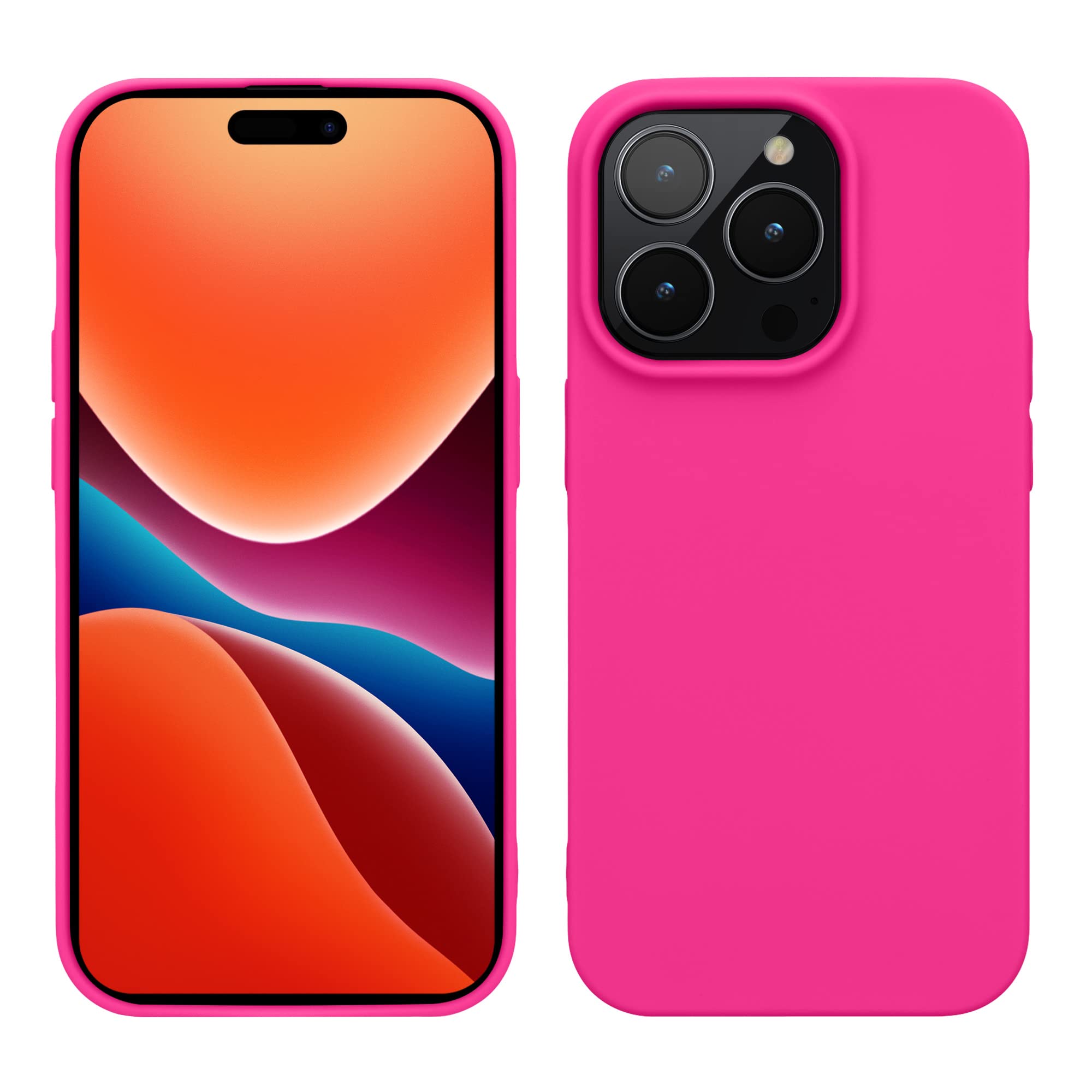 kwmobile Case for iPhone 14 Pro Case - Soft Slim TPU Silicone Phone Cover - Wireless Charger Friendly - Neon Pink โ image 1