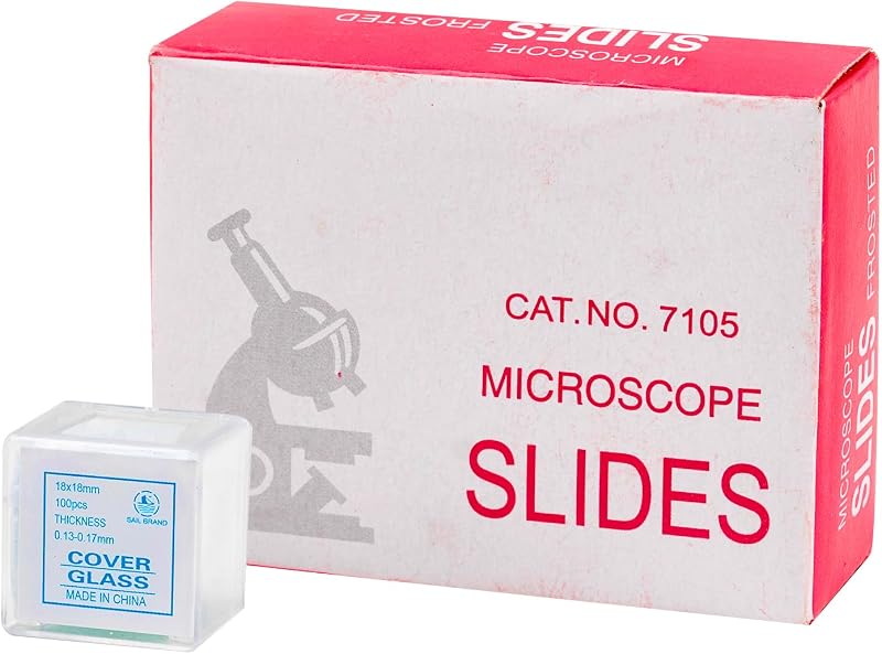 Sgehai 50 Pcs Pre Cleaned Microscope Slides 100 Pcs Cover Glasses Lab Glass