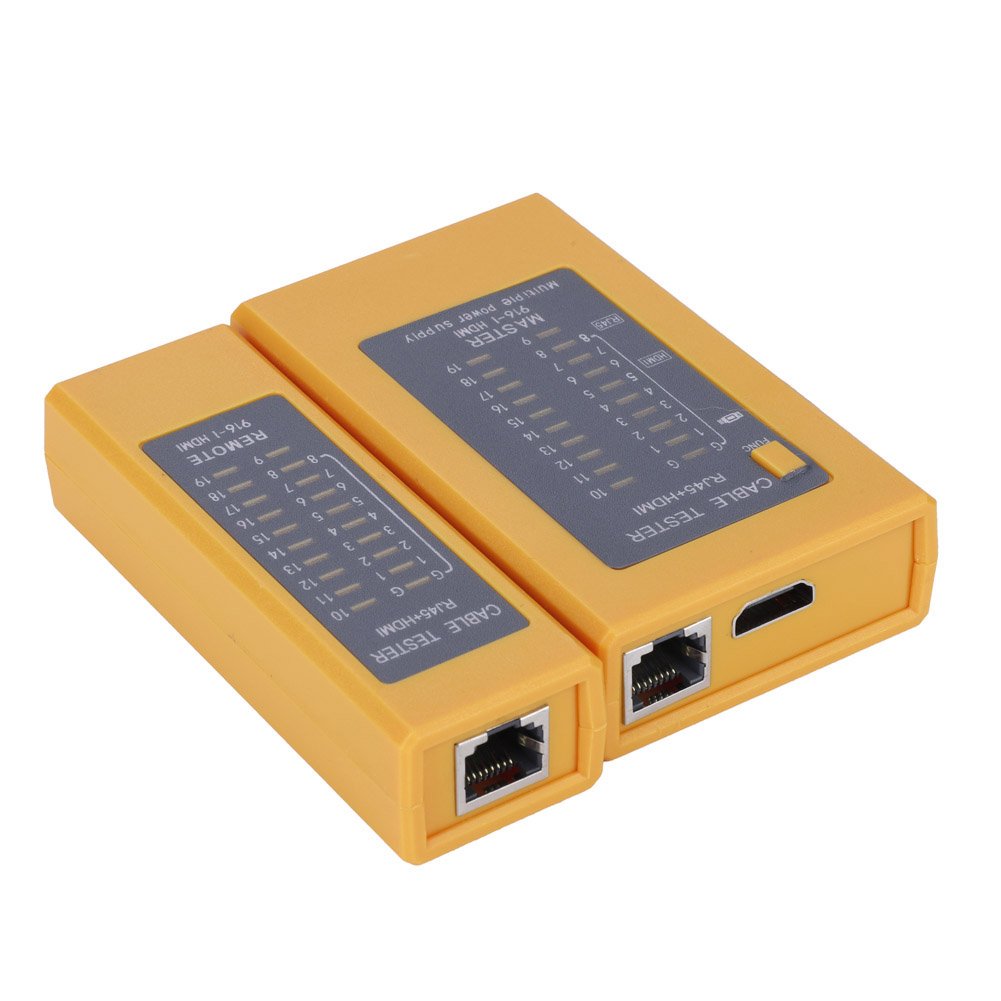 Dilwe RJ45 Network Cable Tester, Lan Tester Kit Portable HDMI High Definition Digital Line Tracker for Continutiy, Open,Shorted Crossed Wire Pairs, (BEEzxfa6vn1r29ob864)