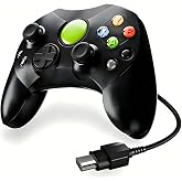 Lyvix S-Type Wired Controller for Original Xbox - Black | Zero Latency, Vibration Feedback, Dual Analog Joysticks, ABS Plastic