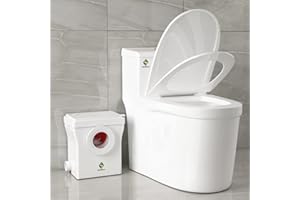 SUPERFLO Upflush Toilet Basement with 600W Macerating Toilet Pump | One Piece Toilet & AC Toilet Pump Max Pumping to V26.2 & H262 Feet 3 inlets for Bathroom Sink & Tub