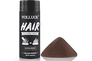 VOLLUCK Hair Fibers for Thinning Hair for Women and Men, Hair Color for Gray Hair Coverage Thicker Fuller Hair Loss Instantly Hair Building Fibers Root Touch Up Natural Formula 28g (Medium Brown)