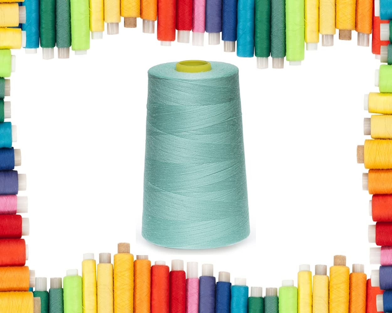 Rohans Overlock Yarn 40/2 (120), 5000 Yards (4570 Meters) Sewing Thread Cones, Sewing Machine Multi Colour Yarn Cones, 100% Polyester Material (Aqua, 1) — image 1