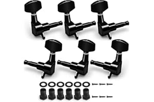 MAXCHEER 3R3L Hand Sealed Guitar Tuner Pegs,Big Square Electric Guitar String Tuning Pegs Keys Machine Heads for Fender Strat Stratocaster Tele Telecaster or Electric Guitar (Black, 3R3L)