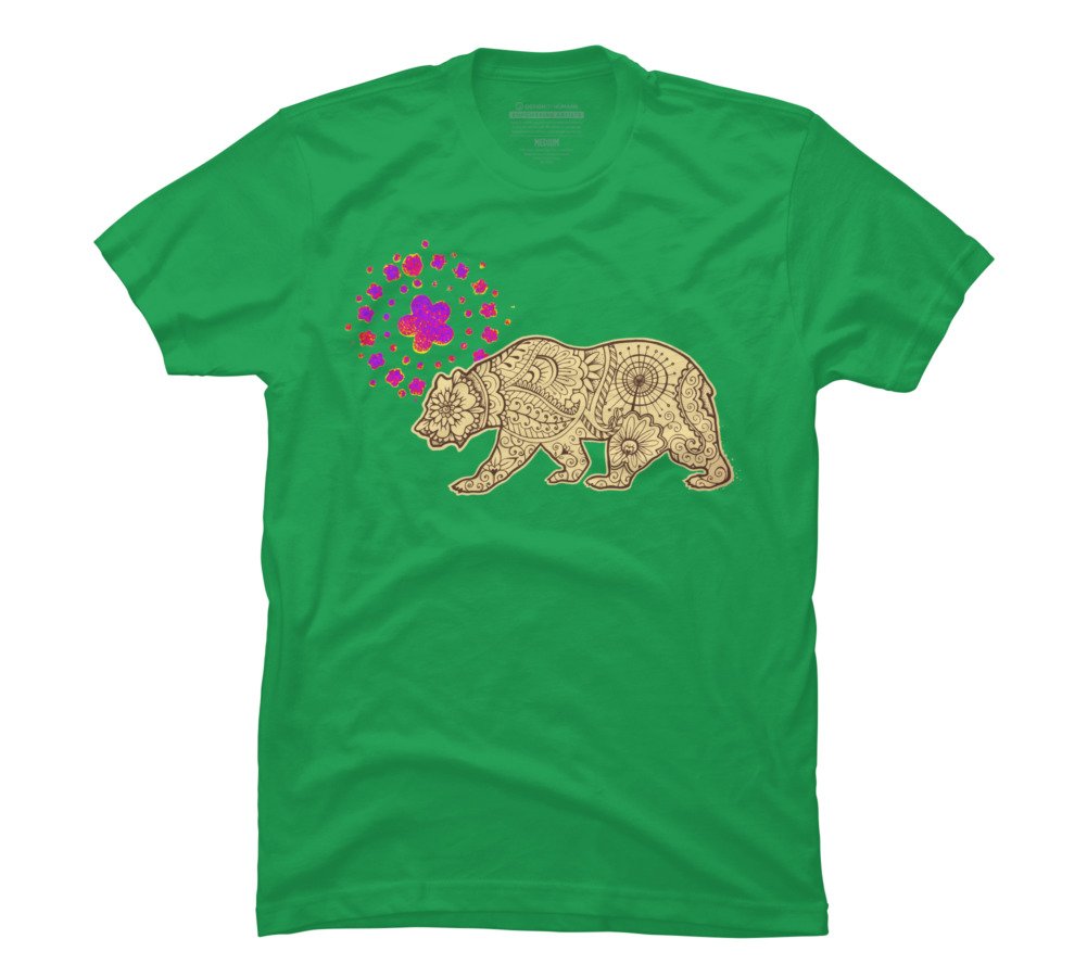 Free Spirited California State Flag Bear Graphic T Shirt