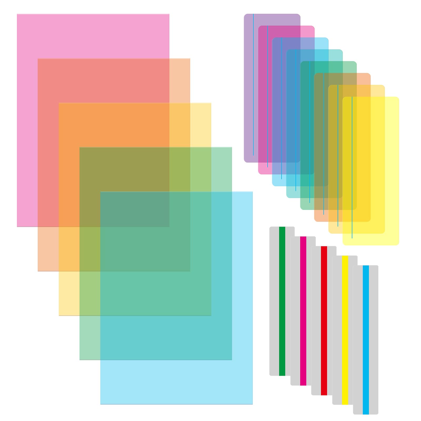 WINBEST 18pcs Dyslexia Overlays, Coloured Overlays for Dyslexia, Overlays for Reading Dyslexia, Highlight Strips Dyslexia Aids for Children, Reduce Visual Stress