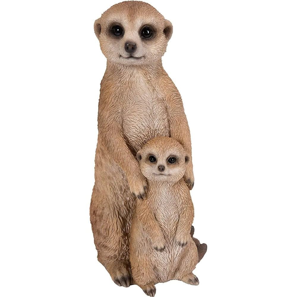 Vivid Arts Mother and Baby Meerkats Highly Detailed Home or Garden Decoration (XMK-2361-D)