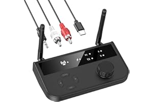 LOFICOPER Bluetooth 5.3 Transmitter Receiver, Long Range Bluetooth Audio Adapter, Wireless Music Receiver with Dual Channel, 3.5mm Aux RCA Port, for Home Stereo, Laptop, Speakers
