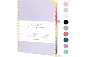 Forvencer Academic Planner 2024-2025, Weekly & Monthly Calendar Planner, from July 2024 - June 2025, 8.5" x 11", School Year Daily Planner with Month Tab, Hardcover Agenda Book Planner, Exquisite School College Planner for Student Teacher Office (A4, Purple)