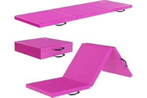 Fitvids Folding Exercise Gymnastics Mat for Tumbling, 2'x6'x2" Gym Workout Mat with Carrying Handles High-Density Anti-Tear Portable Fitness Aerobics Mats for Home Gym Yoga Pilates MMA Core Training, Multiple Colors