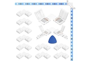 10 Packs 4 Pin L Shape LED Connector for 8mm Wide LED Strip Lights Wire-Free Solderless Adapter Extension for 2835/3528/5050 