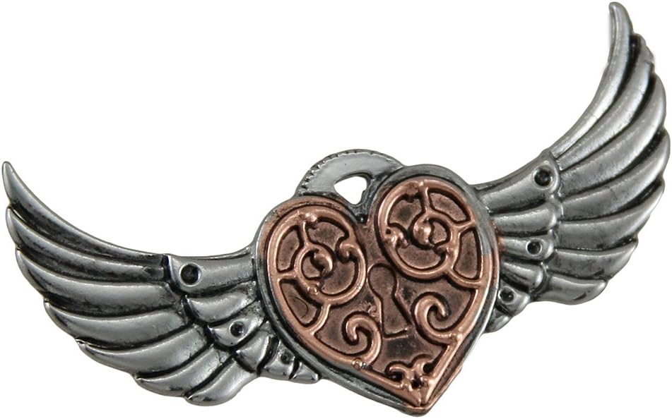 Charm Bands Metal Womens Brooches and Pins Anne Stokes Engineerium Valkyrie Heart Steampunk Brooch 2.4 X 1 Inches Silver
