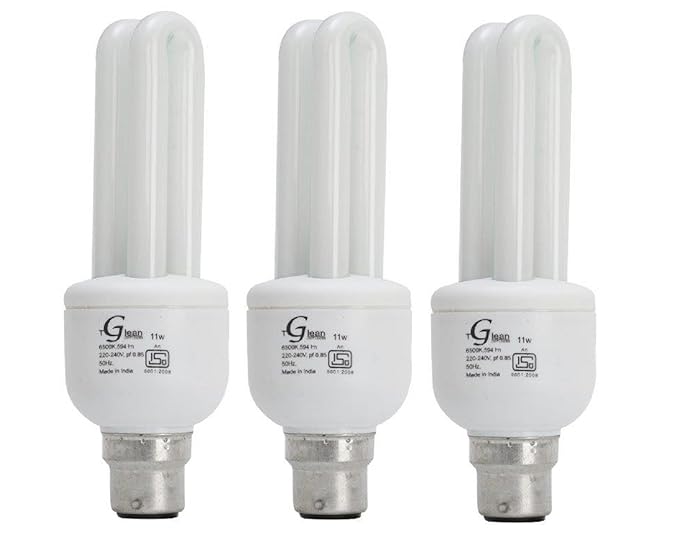 Glean ISO 9001 2008 Certified Compact Fluorescent Light 2 Tube (11W, White) - Pack of 3 Bulbs