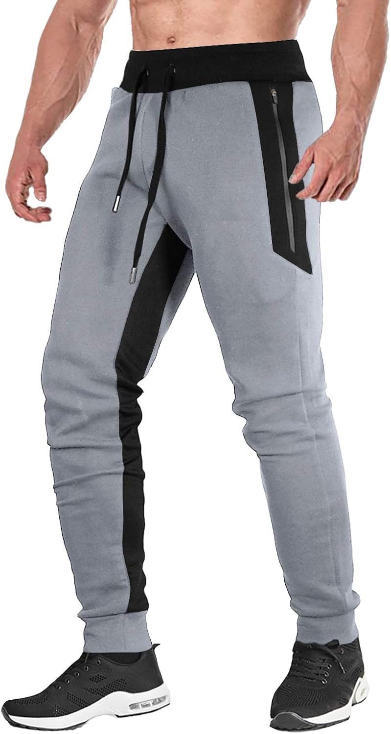FASKUNOIE Men's Elastic Joggers Open Bottom Running Pants Comfortable Casual Trousers with Zipper Pockets: Clothing