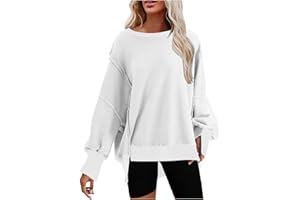 KICILVS Oversized Sweatshirt for Women Crewneck Long Sleeve Tops Casual Slit Slouchy Pullover Fall Clothes 2023 Trendy