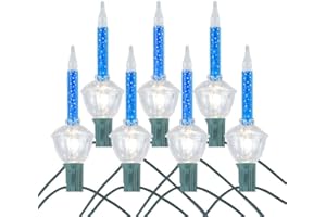 Novelty Lights Bubble Light Set, 6 Feet 7 Bulbs Blue Liquid with Glitter and Clear Bases, 5 Watt E12/C7 Bulbs for Indoor Christmas Trees, Nostalgic Holiday Home Decor
