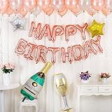 BALONAR Birthday Party Decoration Kit Happy Birthday Banner Champagne Bottle Goblet Stars Latex Balloons for Birthday Party Supplies ... (Rose Gold)