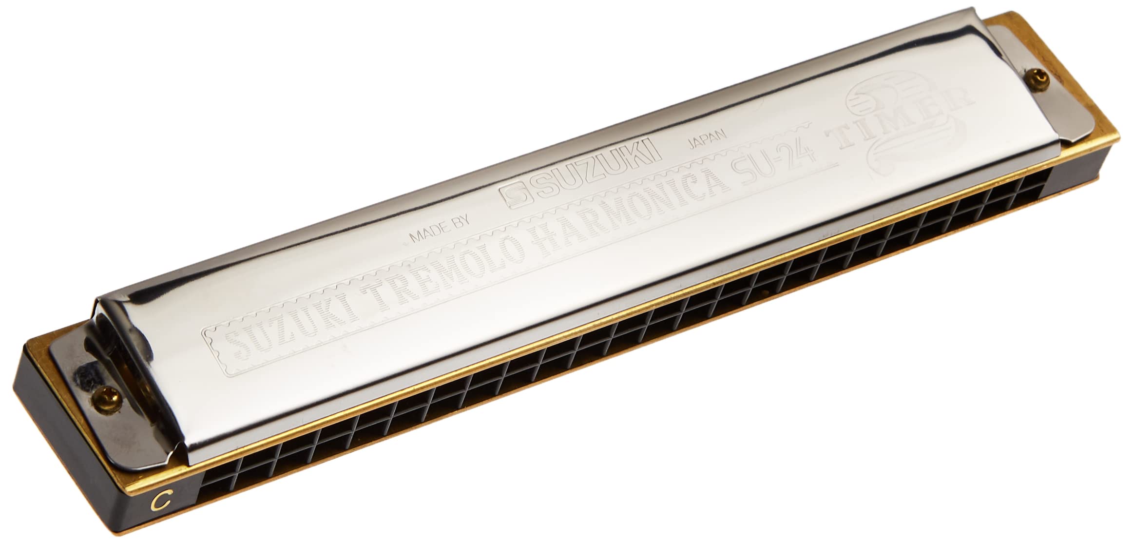 Suzuki 24-hole Tremolo Harmonica SU-24 Two-Timer - key of C Silver