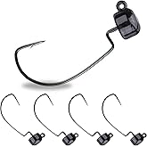 Reaction Tackle Tungsten Mushroom Head Jig Heads, Ned Rig Shroom Jigs for Finesse Bass Fishing, Stand Up Bait with Weedless and EWG Hook Options (5-Pack)