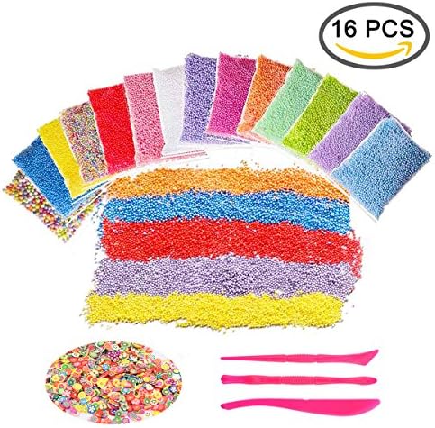 WisMilty Foam Balls, Color Foam Slime Beads for DIY Crafts, Decorative Slime Beads Making Kit for Arts Crafts Ornament, Homemade Slime, Vase and Doll filling and Fruit Flower Candy Slices for DIY Art