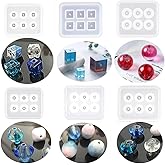 6 Pack Resin Beads Molds with Hole Silicone Resin Epoxy Molds for Cabochon Gemstone Pendant Earrings Jewelry Casting