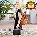 habe Travel Makeup Bag with Mirror - Premium Vegan Designer Make Up Bag Organizer Train Case for Women - Stores More than 3 Cosmetic Bags, Make Up Bags or Make Up Cases (Large, Black, 11.4x7.5x3.9 in)