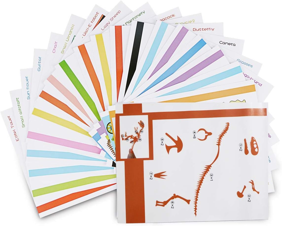 ohCome 20Pcs 3D Paper Models for Kids Adult Games in Practice of 3D Doodling Painting Drawing, Can be Used Repeatedly