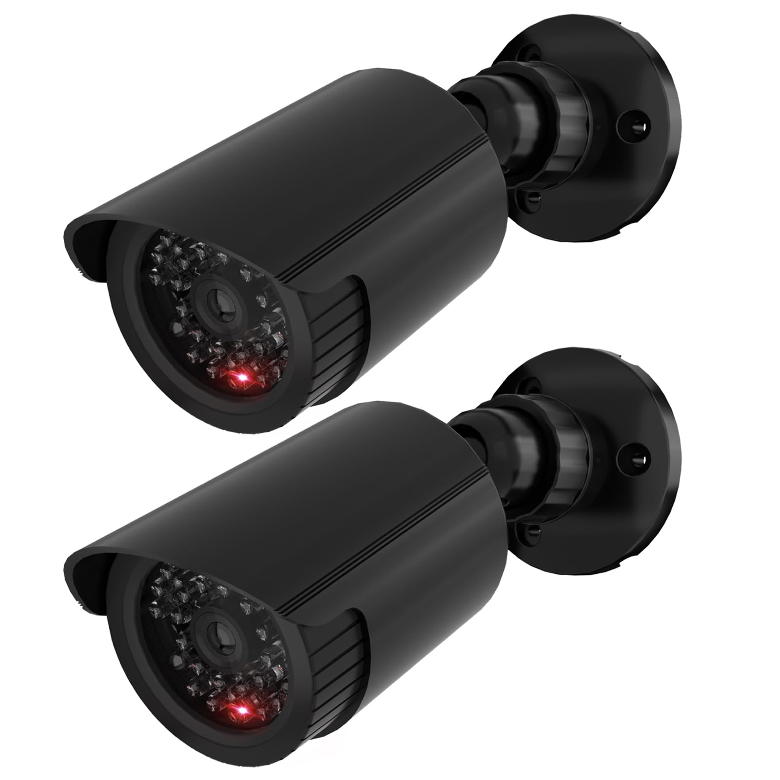 WALI Fake Security Camera with Flashing Red Light, 2 Pack, Black(TC-B2)