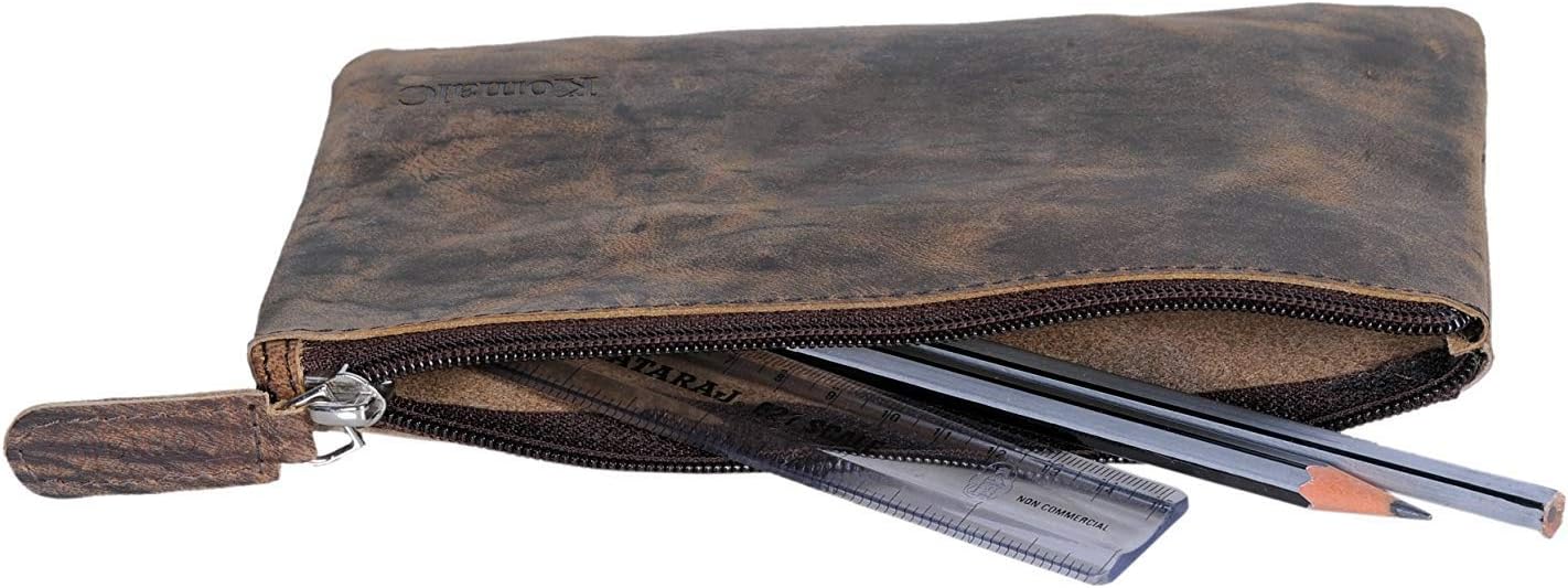 Leather Pencil pouch pen case zippered pencil case Sleeve Elegant and pratical gift for students,artists. Perfect for school,office,college by KomalC - Image 4