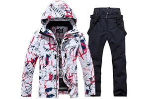 WOWULOVELY Men's Winter Snowsuit Waterproof Windproof Mountain Jacket and Pant Sets Insulated Snowboarding Skisuit