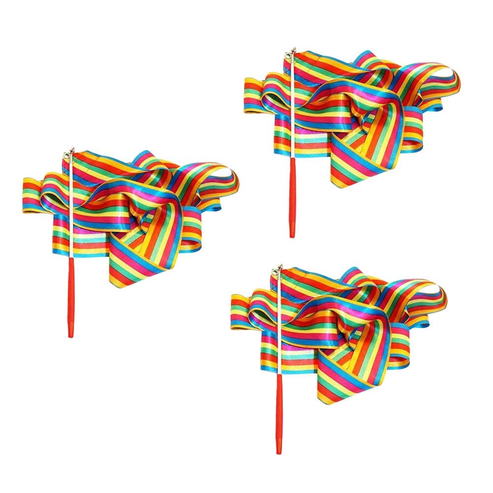 2 Nastri Arcobaleno Per Ginnastica Ritmica E Danza | Con Bastone 39,9 Cm | Nastro In Raso 4 Metri X 5 Cm - 4