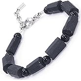 COLORFEY Protection Crystal Black Tourmaline Bracelet for Men, Raw Tourmaline Stone Bracelets Unique Healing Crystal Gemstone Bracelet, Premium Handmade Bead Bracelets Positive Energy Gift for Him