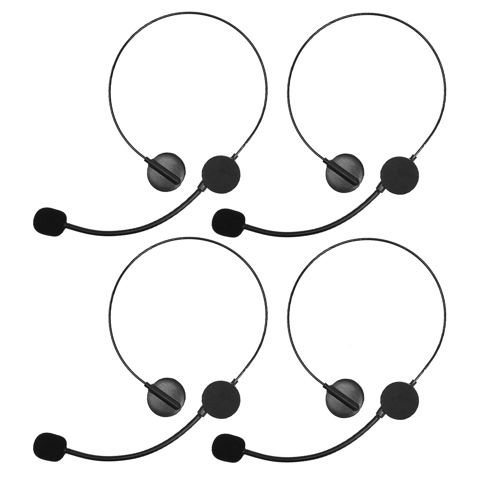 EUPSIIU 4 Pcs Radio Phone Headset Prop, Microphone Fancy Costume, Fashion Black Mic Headset Toy, Microphone Headband Rockstar Costume Accessories for Masquerade Ball Cosplay Party (Black)