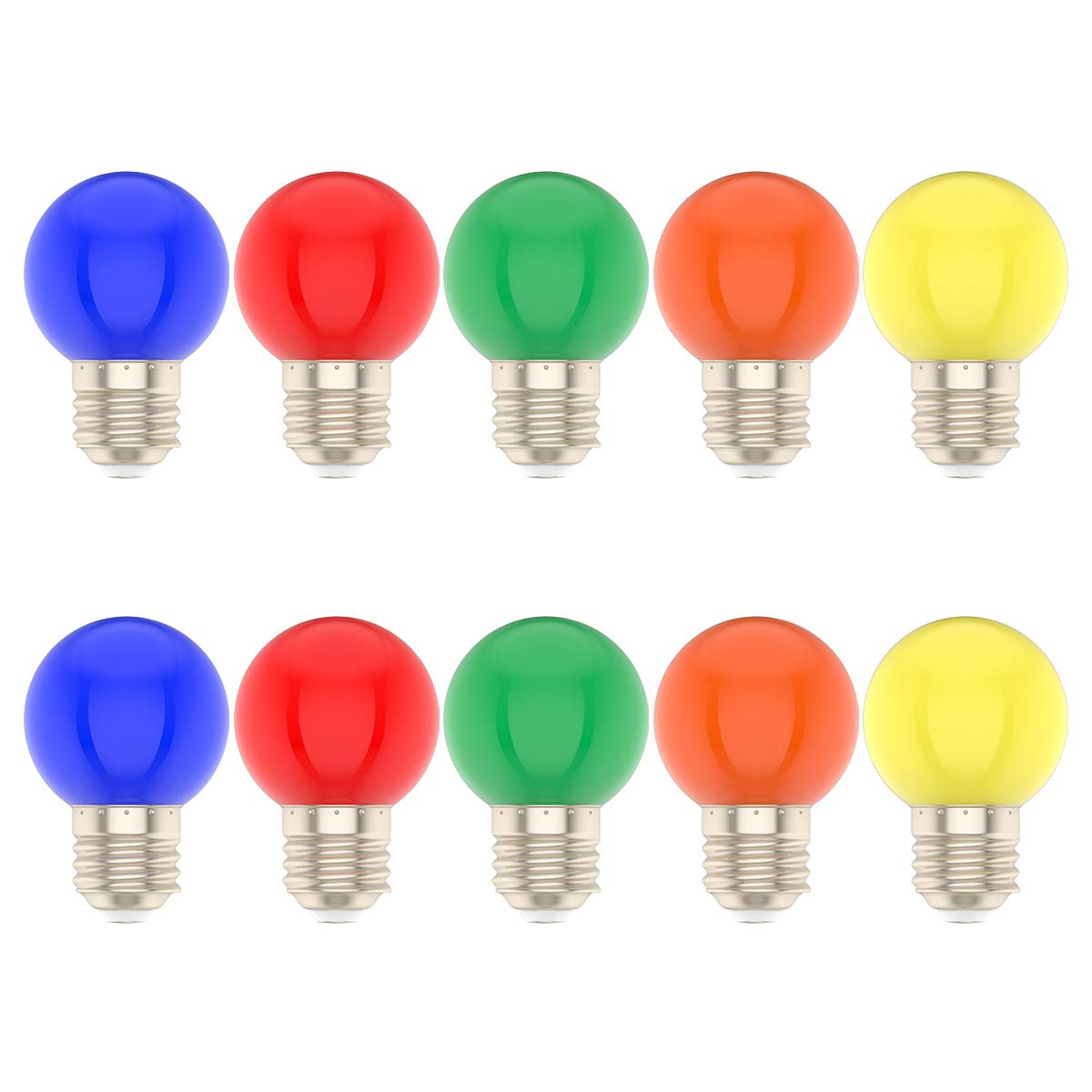 10pcs 1W LED Colored Light Bulb E27 Screw Cap Multicolor Bulbs for Wedding Halloween Christmas Party Bar Mood Atmosphere Decor